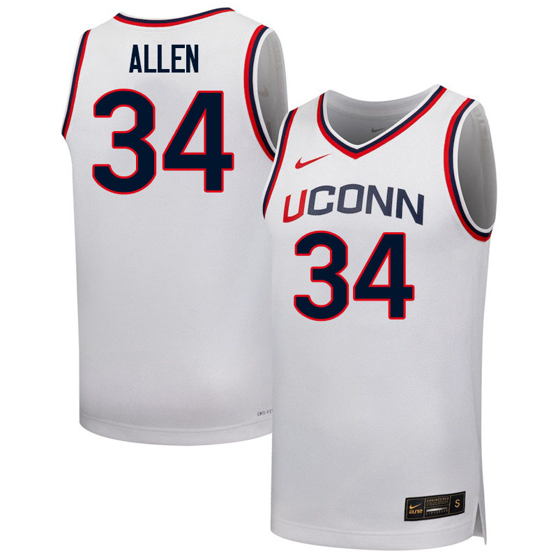 Uconn Huskies #34 Ray Allen College Basketball Jerseys,Uniforms-White